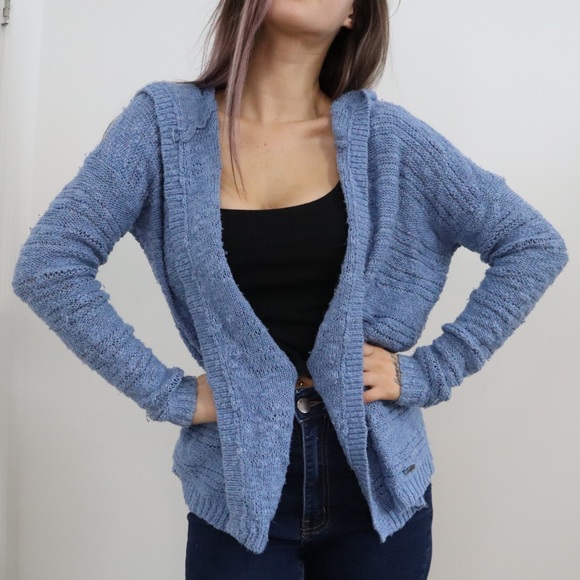 Hollister Blue Knit Hooded Cardigan - Picture 5 of 7